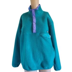 Patagonia Vintage Teal and Purple Synchila Snap T Fleece Pullover (L)